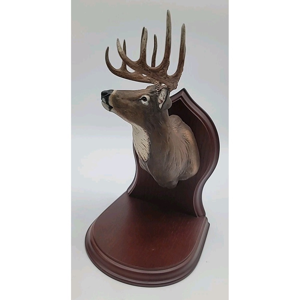 Danbury Mint Stag Deer Head Mount Buck Bookends Dennis Jones RARE - Picture 4 of 7